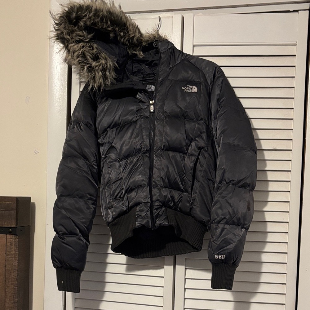 The North Face Black Down Jacket with Faux Fur Hood